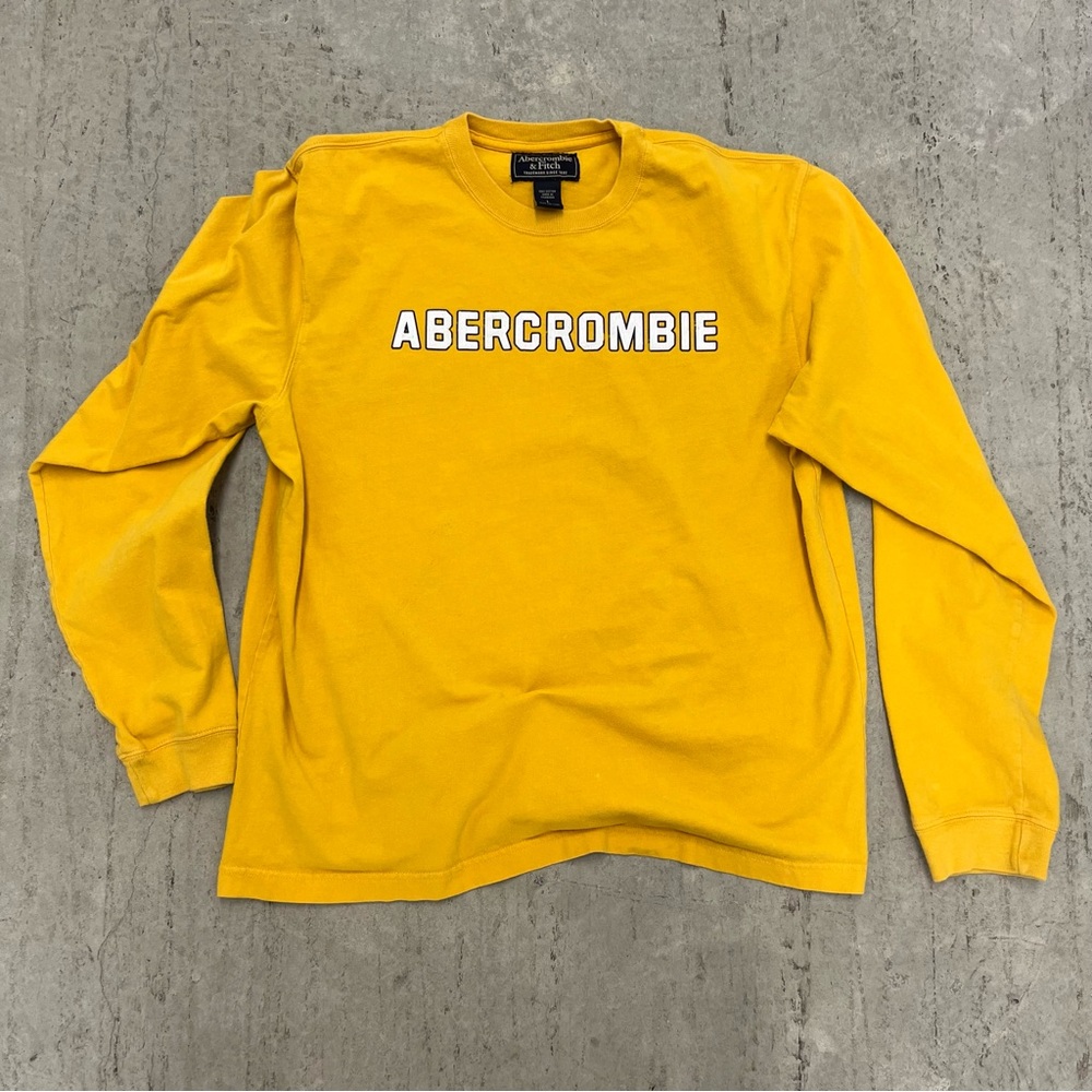 Vintage Abercrombie & Fitch Shirt Mens Large L Yellow Gold Long Sleeve Y2K